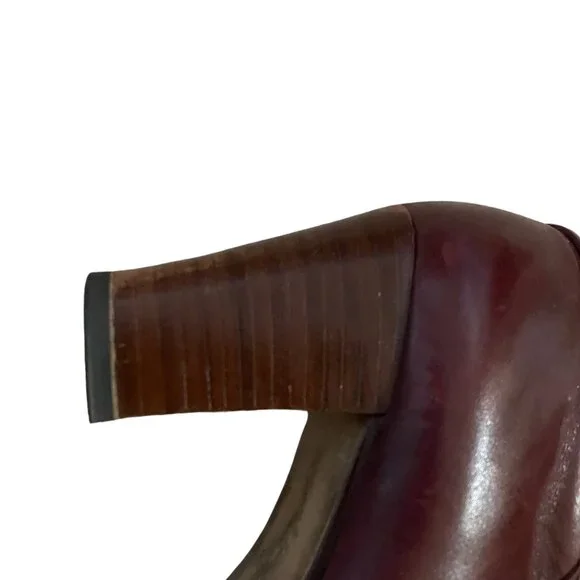 Vintag Leather Knee High Boots Burgandy - Picture 3 of 5